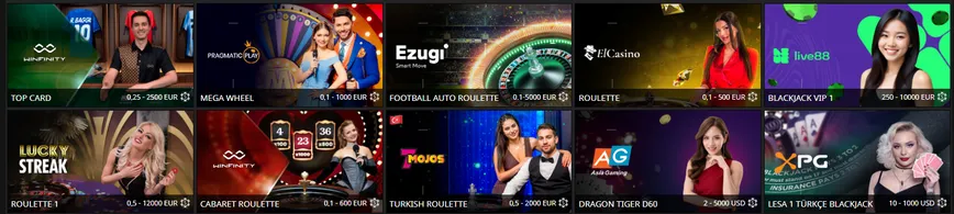 Jeux de casino avec croupier en direct 