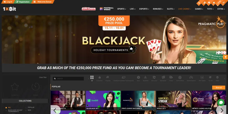 Live Dealer Casino Games at 1xBit Casino