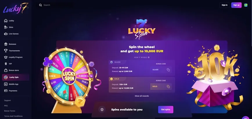 Lucky Spin at Lucky7even Casino