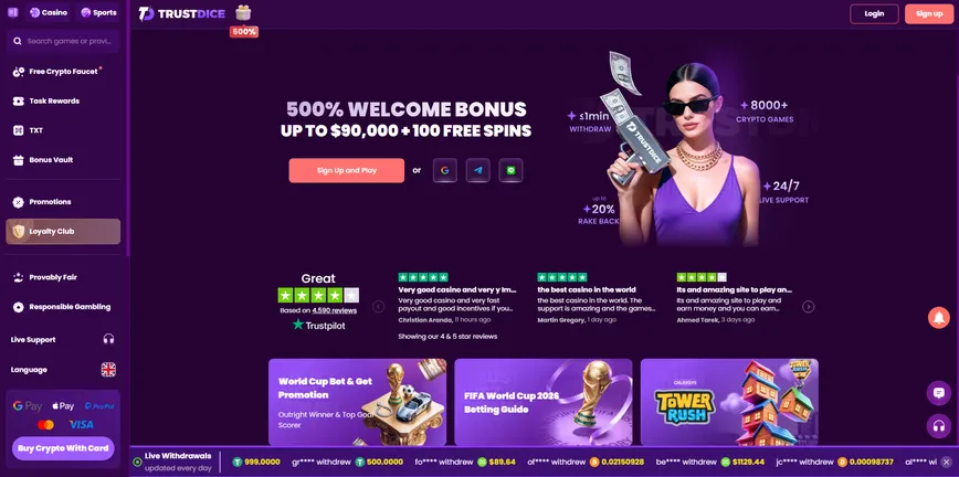 About at TrustDice Casino