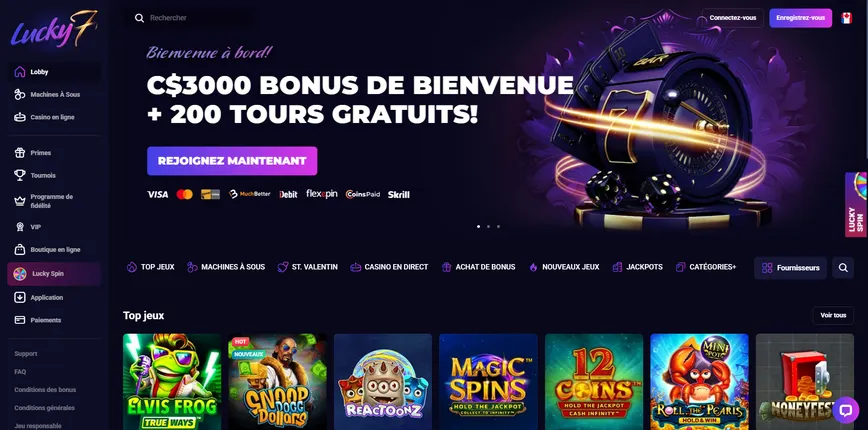 Accès de Lucky7even Casino