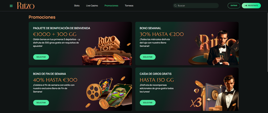 Promociones y bonificaciones en Ritzo Casino