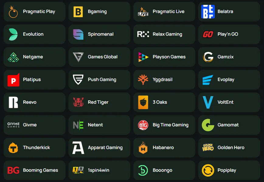 Provedores de software no Ritzo Casino