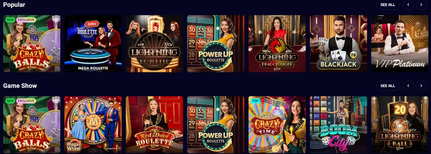 Live Dealer Casino Games at Spinjo Casino