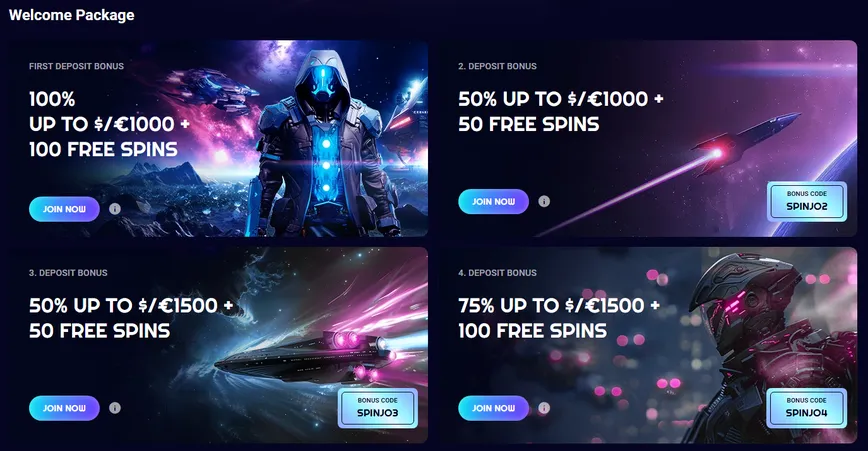 Promoções e bônus no Spinjo