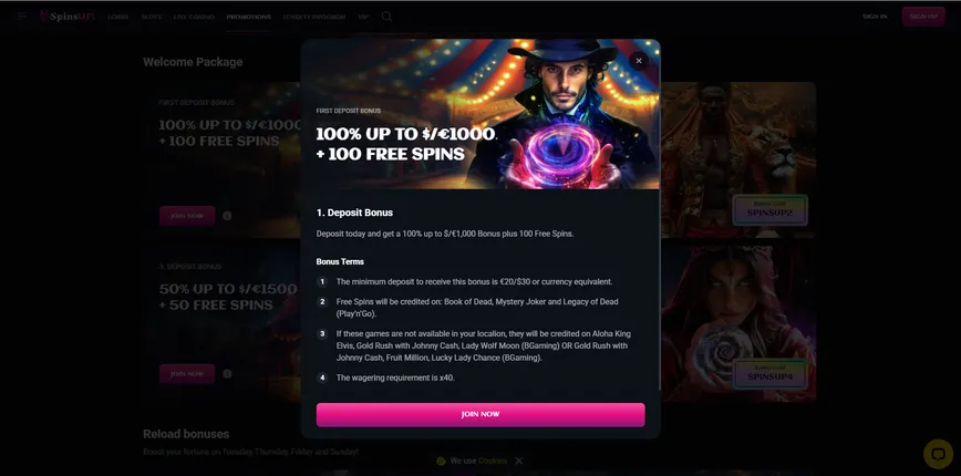 First Deposit Bonus at SpinsUP Casino