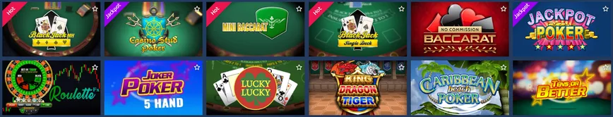 Juegos de mesa en TornadoBet Casino