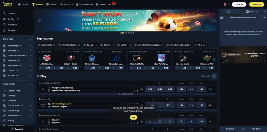 Sports at Golden Star Casino