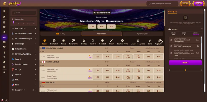 Sports at Abuking Casino