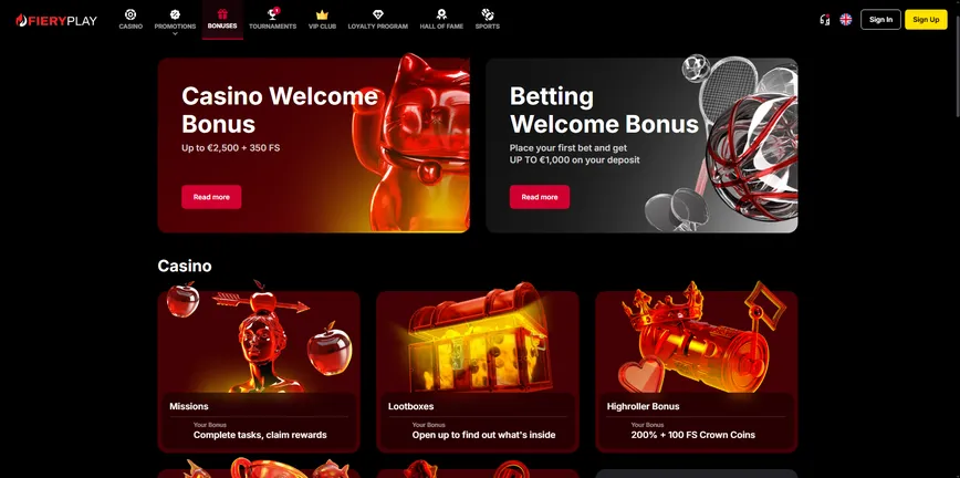 Promotions and Bonuses at FieryPlay