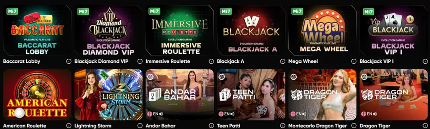 Live Dealer Casino Games at Mi7eu.bet Casino