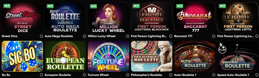 Table Games at Mi7eu.bet Casino