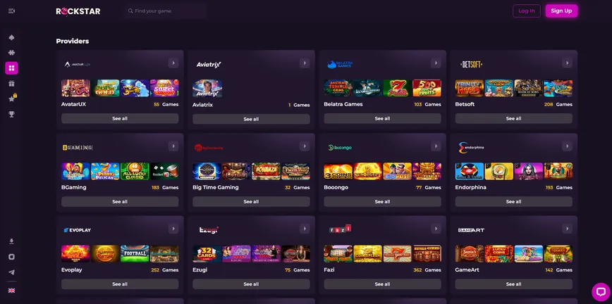 Software Providers at Rockstar.casino