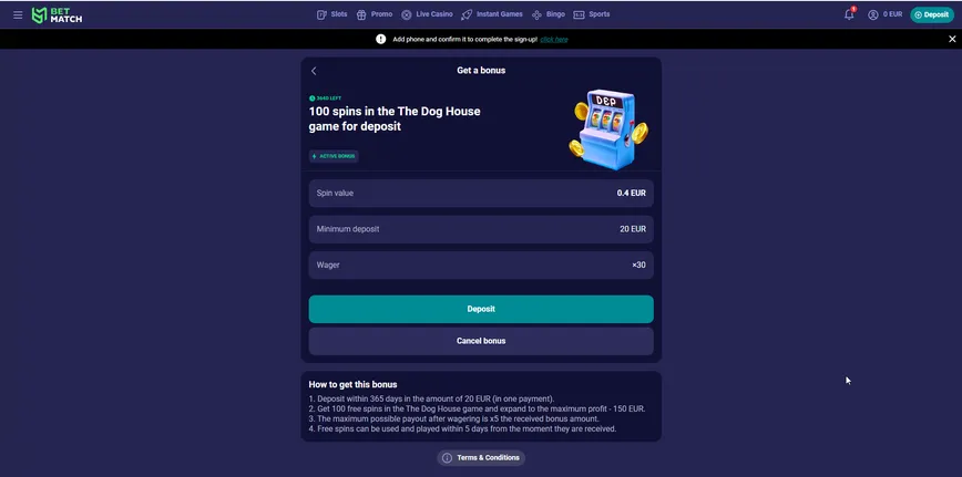 Betmatch Casino Welcome Bonus  