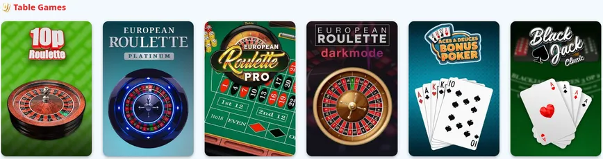 Table Games at Infinity Casino