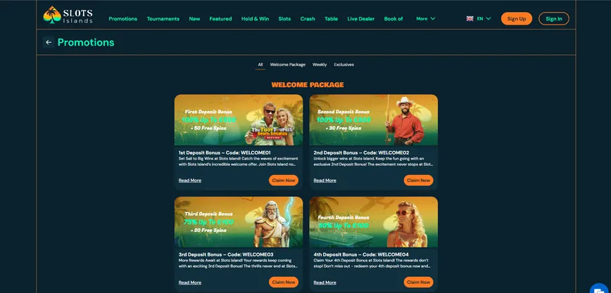Promotions and Bonuses at Slots Islands Casino