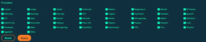 Software providers at Slots Islands casino