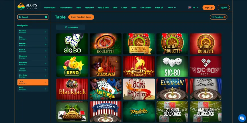 Table Games at Slots Islands Casino