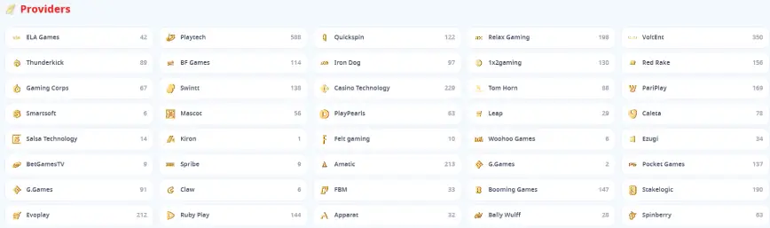 Software Providers at Infinity Casino