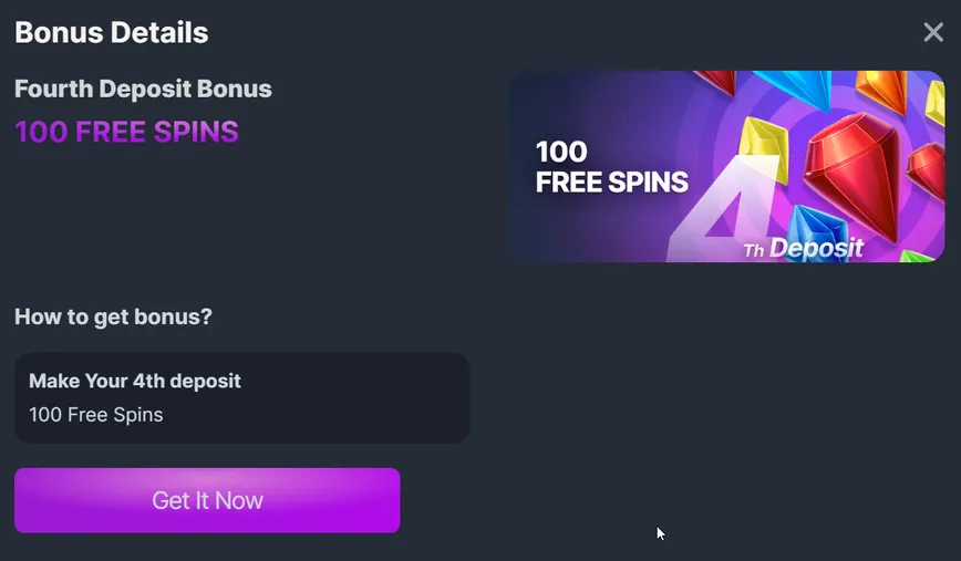 Fourth deposit bonus at Bravoplay Casino