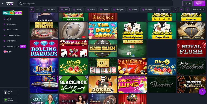 Table Games at Bravoplay Casino