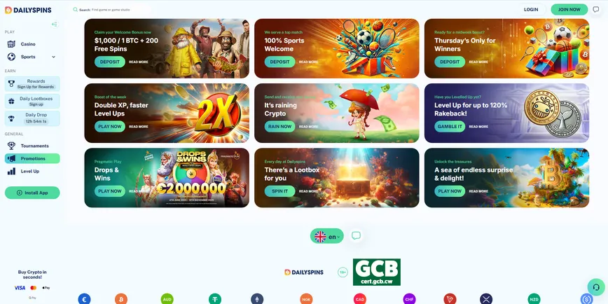 Promotions and Bonuses at Dailyspins Casino