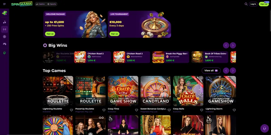 Live Dealer Casino Games at Spinmama Casino 