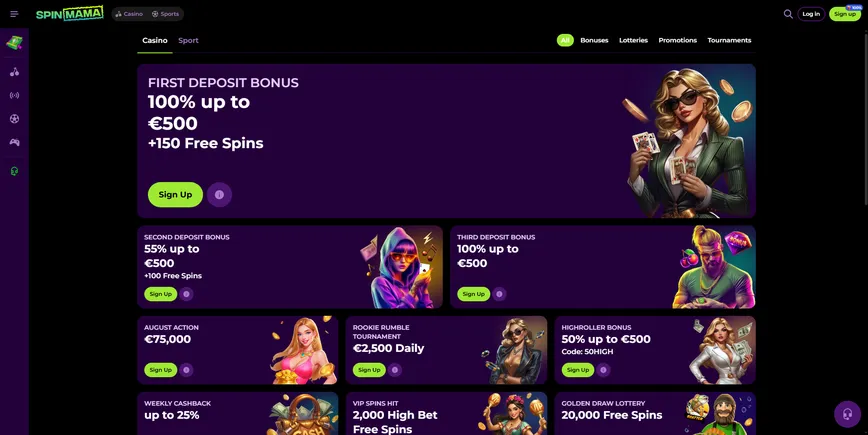 Promotions and Bonuses at Spinmama Casino  