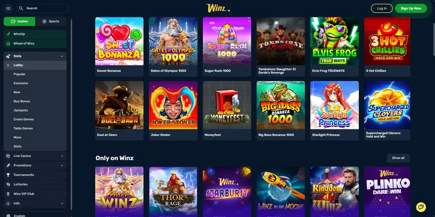 Slot Machines at Winz Casino