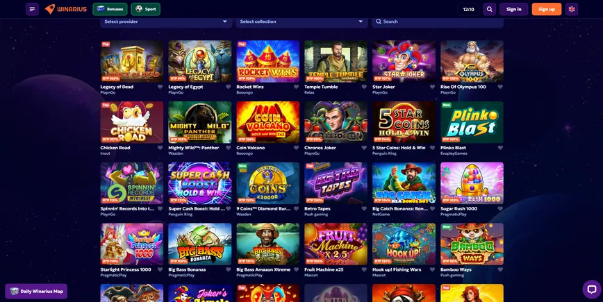 Slots at Winarius Casino