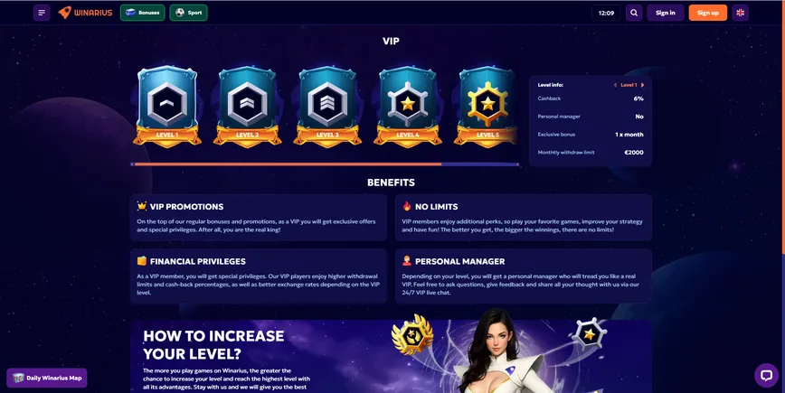 VIP Program at Winarius Casino  