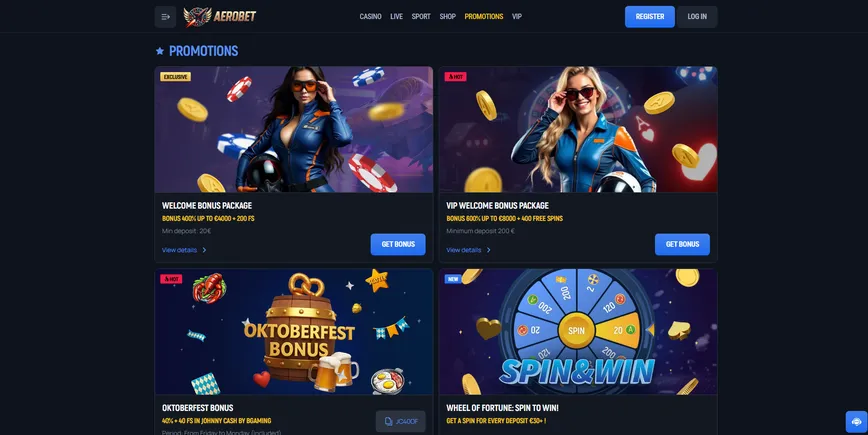 Promoções e Bônus para Jogadores do Cassino Aerobet