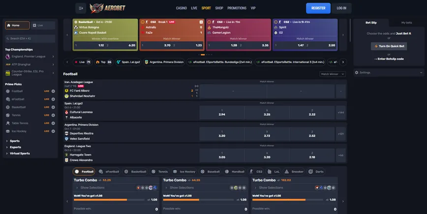 Apuestas esportivas de Aerobet Casino