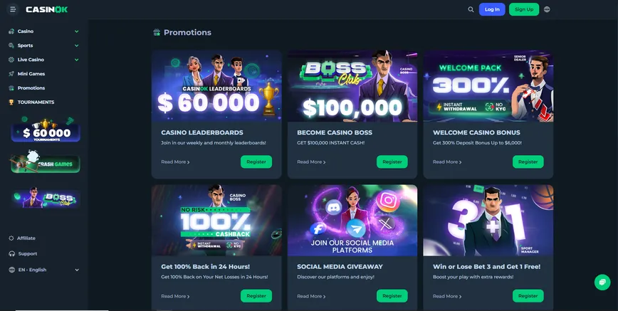 Promotions and Bonuses at Casinok Casino