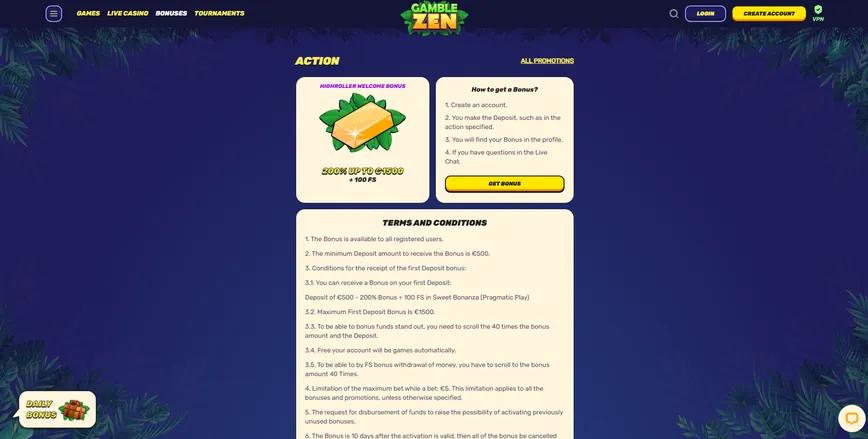 Bonus de bienvenue pour les high rollers