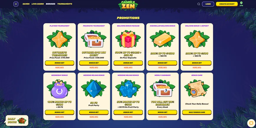 Promotions et bonus de Gamblezen Casino