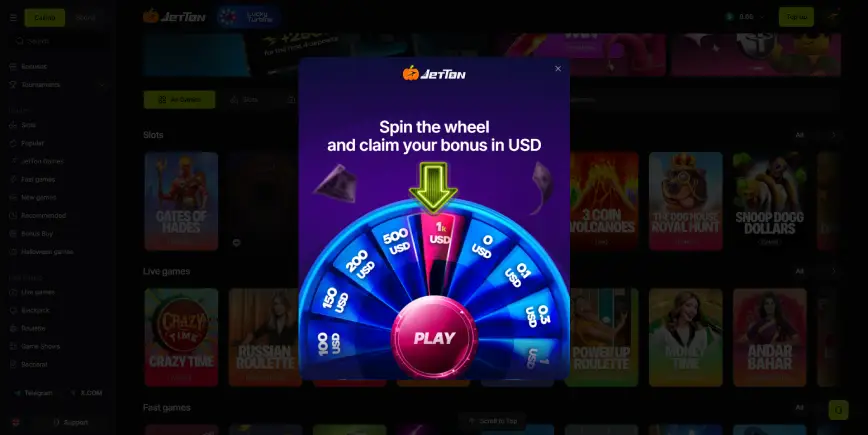 No deposit Bonus at JetTon Casino