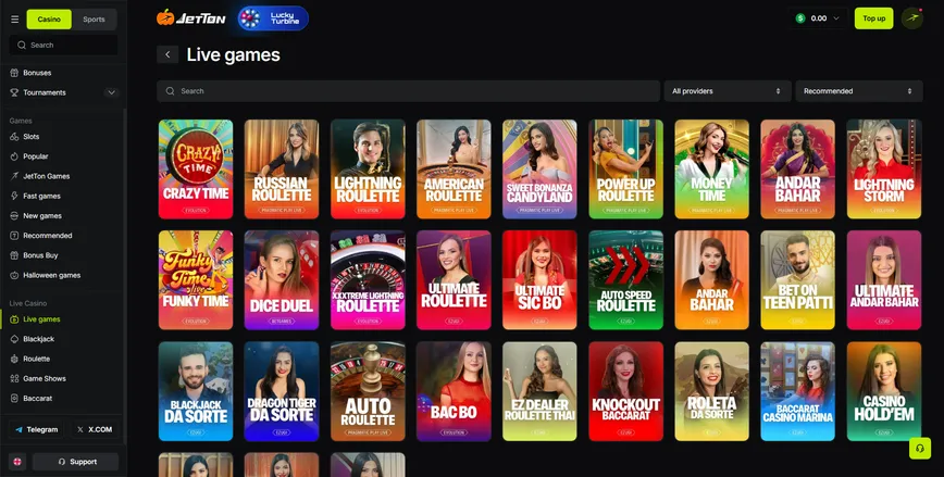 Live Dealer Casino Games at JetTon Casino