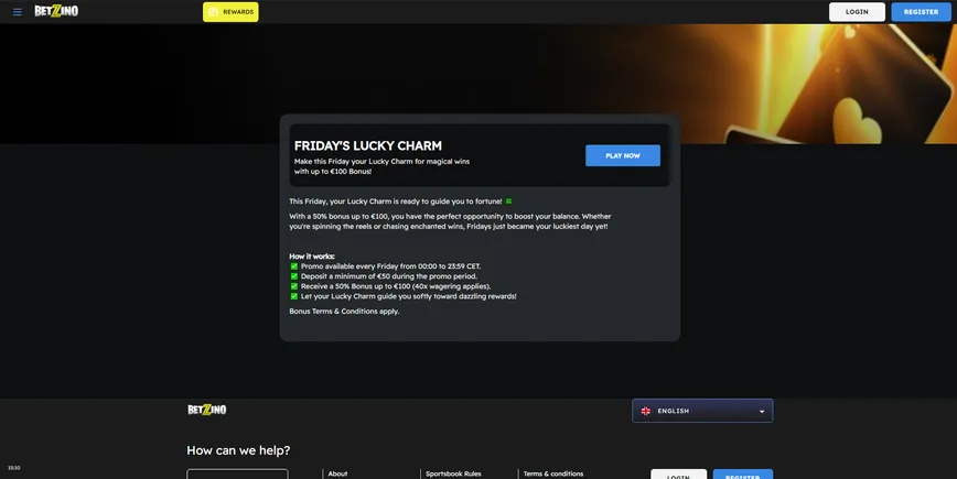 Amuleto de Sorte da Sexta-feira no Cassino Betzino