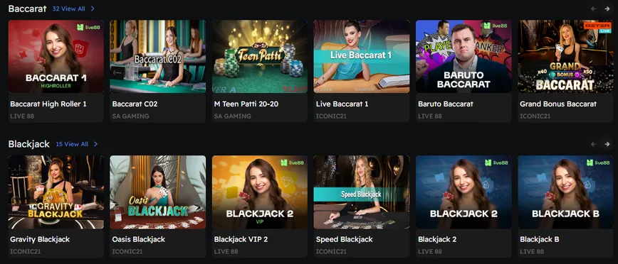 Jogos ao Vivo com Dealers no Casino Betzino