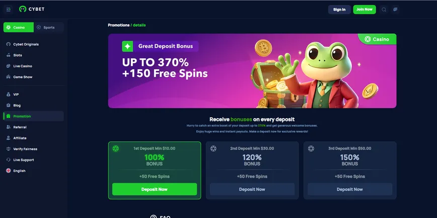 Cybet casino Welcome Bonus