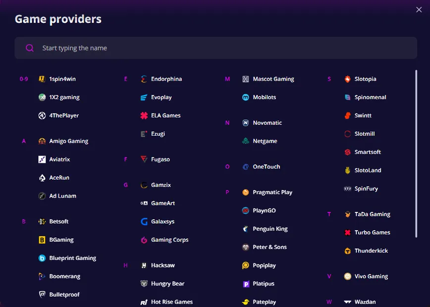 Software Providers at Slotoro Casino