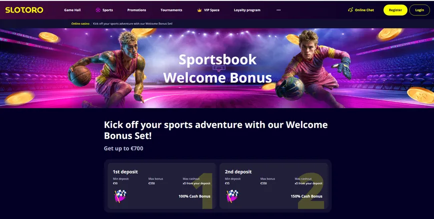 Sports Welcome Bonus at Slotoro Casino