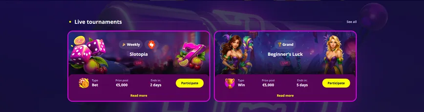 Tournaments and Races at Slotoro Casino