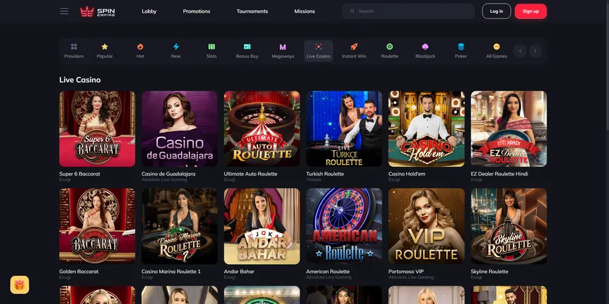 Live Dealer Casino Games at SpinEmpire Casino