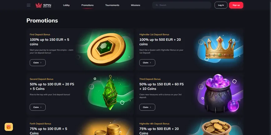 Promotions at Spin Empire Casino