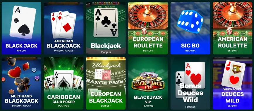 Juegos de mesa en Crowngreen Casino