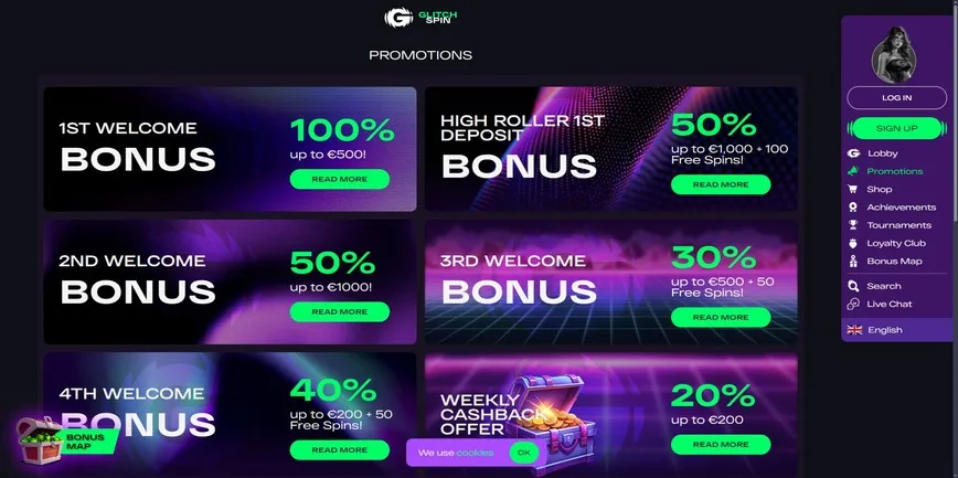Promotions and Bonuses at GlitchSpin Casino