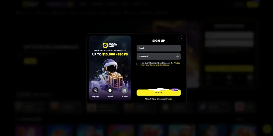 Registration at Moonwin Casino