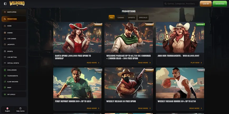 Promociones y bonos en Wildsino Casino